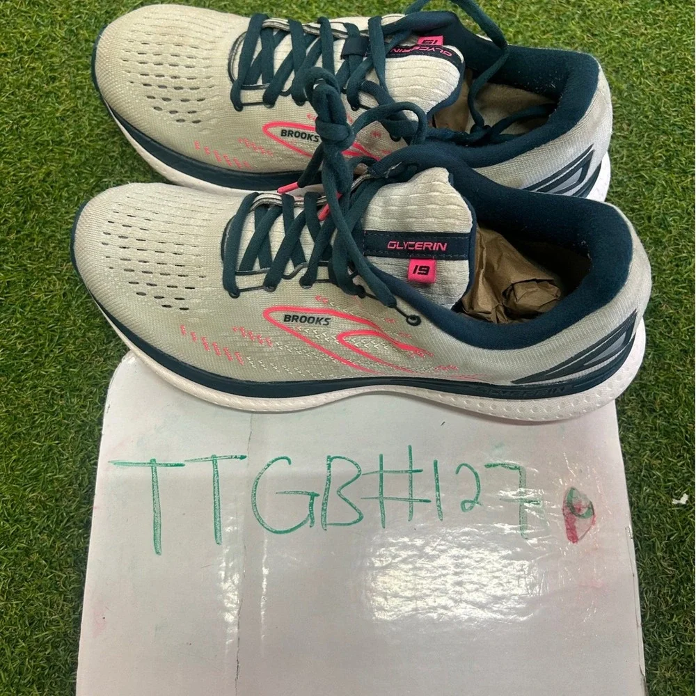Brooks Glycerin 19 Womens Running Shoes Grey Navy Pink 1203431B110 Size 11